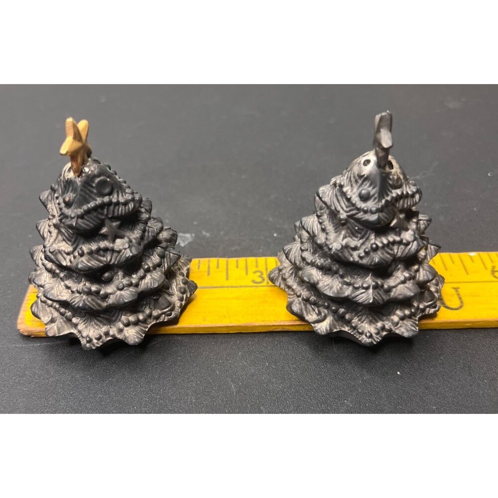 VGT Godinger Silver Plated Christmas Trees Salt and Pepper Shakers Holiday - Picture 10 of 12